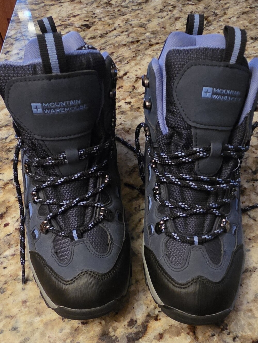 Mountain Warehouse Women's Lace Up Hiking Boots — Gray with Blue Accents